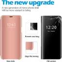 Galaxy A36 Cover Cases Compatible with Samsung A36 Flip Cell Phone Case Clear View Mirror Flip Cover PU Leather with Kickstand Protective Cover for Samsung Galaxy A36 (Pink)