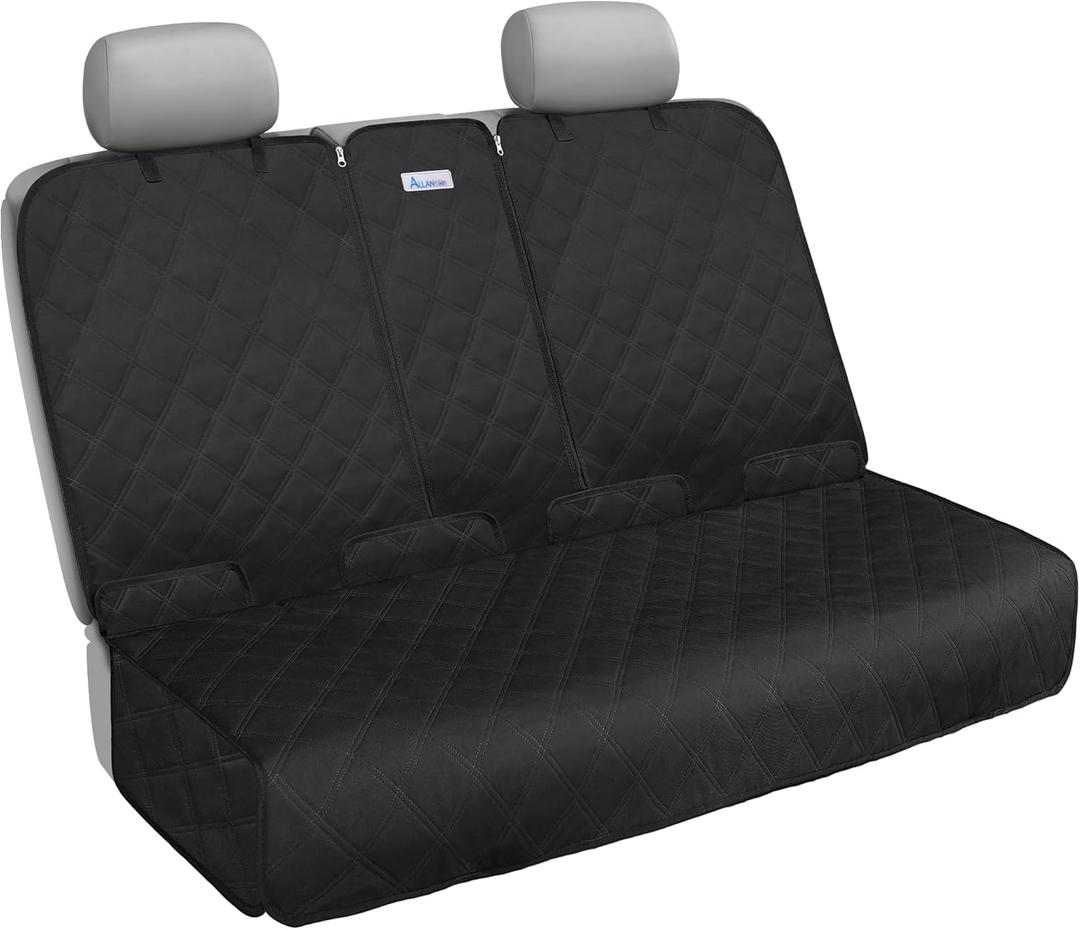 Back Seat Cover - 900D Oxford Waterproof Car Seat Protector, Fits Cars/SUVs/Trucks, Split Bench, Non-Slip, Dog/Kid Proof, Easy Clean(Black) (Medium-54"W)