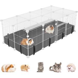 Small Animal Playpen with Waterproof Mat,Guinea Pig Cages,48"*26"*15.7"C&C Cage for Hamster,Rabbit,Bunny,Hedgehog,Chinchilla,Ferret,Indoor Outdoor Portable Metal Wire Yard Fence,Metal Pet Panels-20p