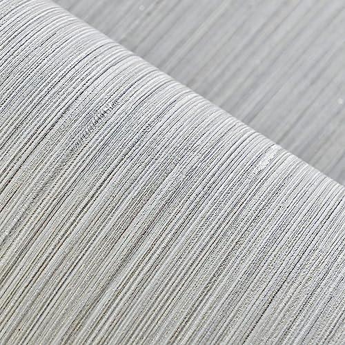 Haimin Grasscloth Wallpaper Textured 24in X 393in Fabric Contact Paper Wall Paper Textured Linen Peel and Stick Self-Adhesive Thick Vinyl Embossed Film Wallpaper (Beige Grey)