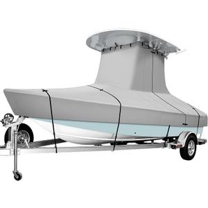 iCOVER T-Top Boat Cover, 600D Heavy Duty Marine Grade Waterproof Tear Resistant Boat Cover for Center Console Boat with T TOP Roof, Fits 22'-24' Long Beam Width up to 116", Grey