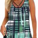 MODLILY Tummy Control Womens Tankini Swimsuits, Two Piece Metal Ring Bathing Suits, Tank Top with High Waisted Boyshorts, Medium 