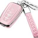 Autophone Compatible With Toyota Key Fob Cover with Keychain Soft TPU Key Shell Case,For 2019-2025 Rav4 2019-2024 Camry 4 Runner 2020-2022 Highlander Corolla Prius C-HR Avalon GT86Chalk Pink