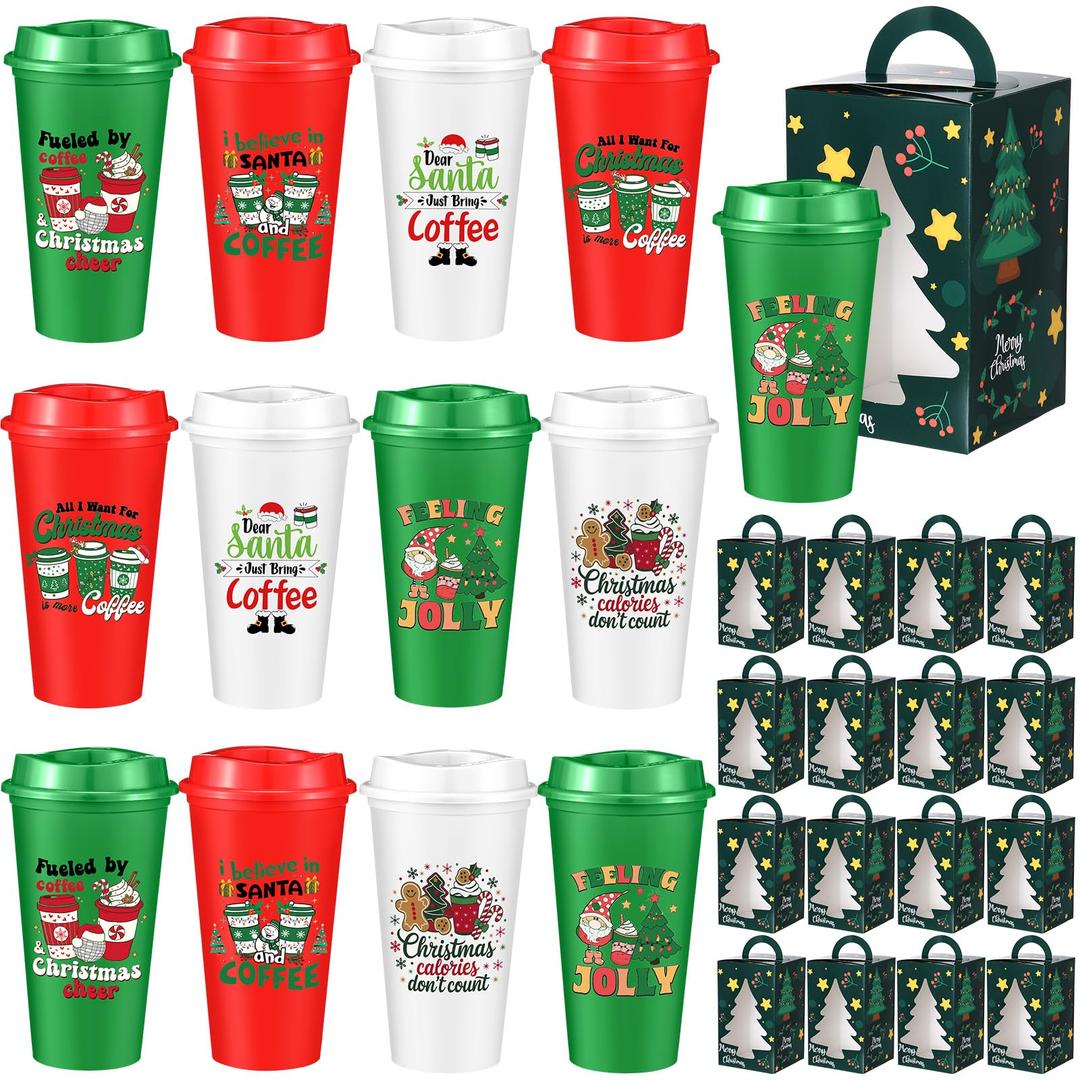 Mimorou 36 Set Teacher Appreciation Cups Bulk, 16 oz Reusable Coffee Cups for Teachers with Lids and Individual Gift Boxes, End of Year Teacher Appreciation Gifts in Bulk, Plastic Tumblers for Staff