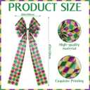 47 Inch Mardi Gras Wreath Bow Large Mardi Gras Bow Decor Gold Purple Green Glitter Ribbon Tree Topper New Orleans Ornament for Carnival Party Wreath Indoor Outdoor Home