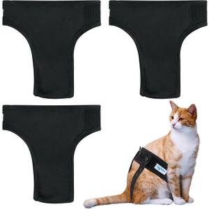Leekalos Reusable Washable Cat Diapers (3 Pack) - Highly Absorbent Cat Diapers - Size Adjustable Diapers for Female Cats & Male Cat Easy to Put on Diapers (Medium)
