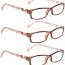 Kerecsen Reading Glasses 5 Pairs Fashion Ladies Readers Spring Hinge with Pattern Print Eyeglasses for Women (5 Brown, 1.25, x)