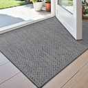 DEXI Ultra Thin Door Mat Indoor Entrance 24x36, Non Slip Rubber Backed Entryway Mats Dirt Trapper, Low Profile Front Doormat for Inside Entry, Patio, Porch, Grey