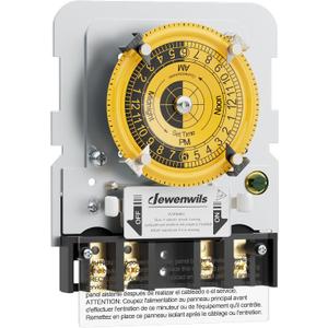 DEWENWILS T104M Mechanical Timer Switch, Mechanism Only, 120VAC SPST, 2HP 40A, Pool Pump Timer Replacement, Heavy Duty, Manual Override, 2-Set On Off Clips