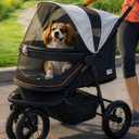 Pet Gear No-Zip Jogger Pet Stroller for Cats/Dogs, Zipperless Entry, Airless Tires, Easy One-Hand Fold, Cup Holder + Storage Basket, Salt- Extra Large