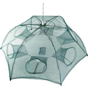 Moclever Fishing Trap Net, Foldable 6-Sided 6-Hole Bait Trap for Shrimp, Crab, Minnow, Crayfish, Lobster, Automatic Fishing Net with Zipper & Portable Design