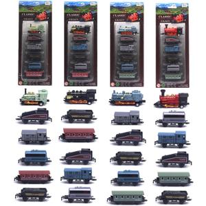 CORPER TOYS 4 Packs (24 Pieces) Pull Back Model Diecast Mini Train Toys Playset for 3 4 5 6 Year Old Boys Girls, Steam Train with Linkable Cars for Birthday Gifts