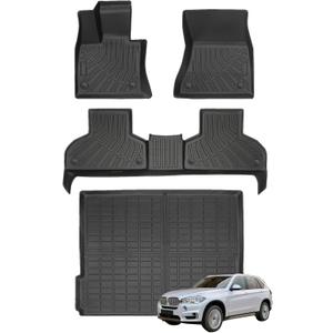 Priprilod Floor Mats Fit for BMW X5 (F15) 2014-2018 All Weather Protector TPE Floor Liners Custom Fit Car Mats Non-Slip