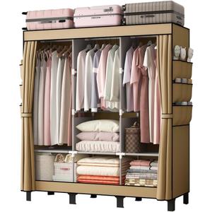 Portable Closet 51.18" with 3 Hanging Rods & 6 Shelves, Large