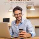 Soothielec Wireless Headset with Mic for Work, Bluetooth Headset with Noise Cancelling Microphone, Headphones with Mic Mute & USB Dongle for PC/Computer/Laptop/Cell Phones/Remote Work/Call Center
