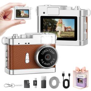 Mini Keychain Camera2MP HD Mini Digital Camera with 16GB Card&Cool Keychains,Take Photos&Video,Suitable for Children/Adults,Collectible Gift for Travel,Gathering&Holiday Gift Brown
