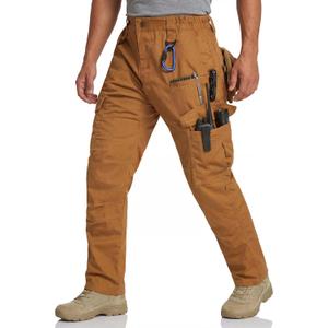 wantdo Men's Work Pants Utility Cargo Tactical Construction Pants for Men Lightweight Outdoor Hiking Pants with Pockets (36W x 32L, Coyote)