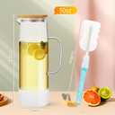 Hsei 50 oz / 1500 ml Glass Pitcher with Lid, Water Carafe with Handles for Hot/cold Beverages, Including 1 Long-handled Brush and Non-slip Mat, for Tea Juice Milk Coffee