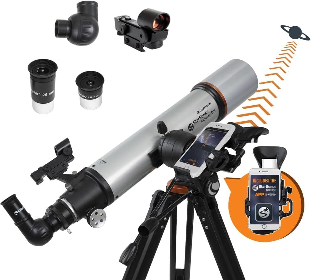Celestron StarSense Explorer DX 102AZ App-Enabled Telescope  102mm Refractor with Smartphone Dock & StarSense App  iPhone & Android Compatible  Easy-to-Use for Beginners