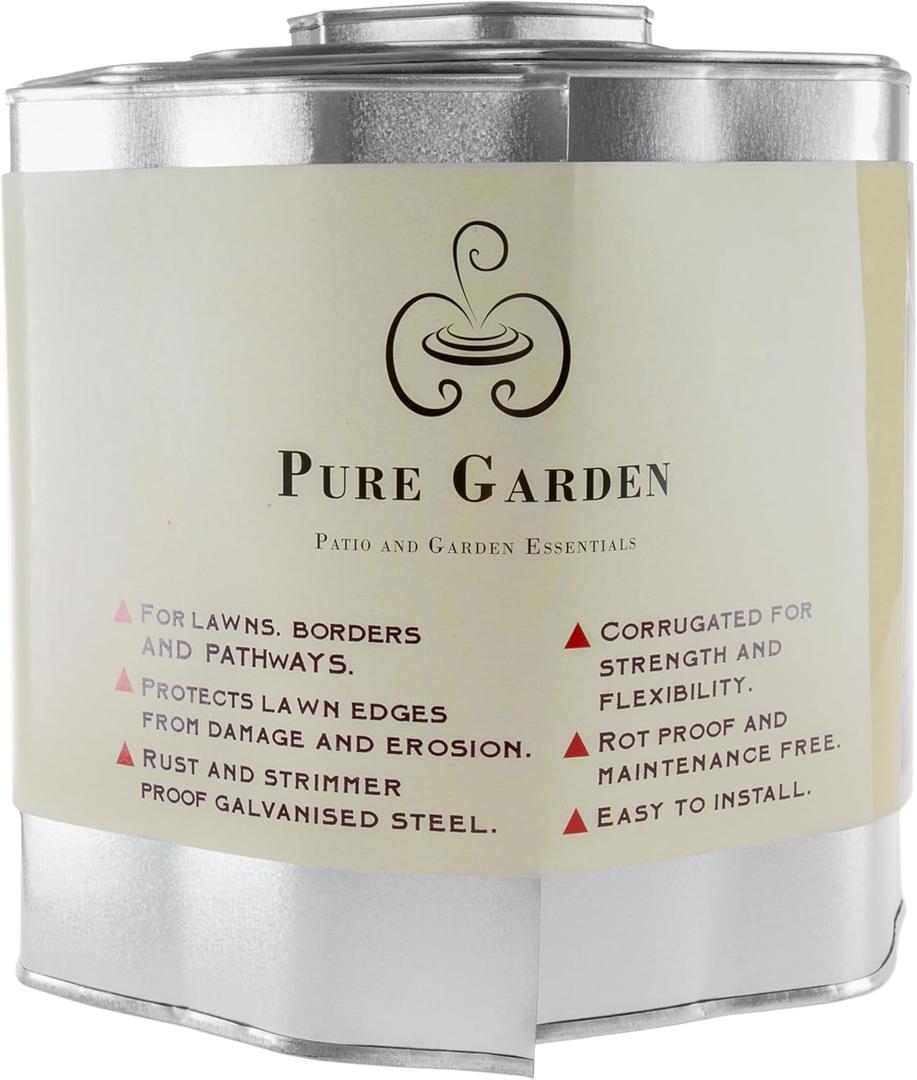 Metal Edging for Landscaping - 6.25in x 16.5ft Flexible Corrugated Galvanized Steel Landscape Edging - Garden Edge Border for DIY Flower Beds Tree Rings or Lawn Boarder by Pure Garden (Silver)