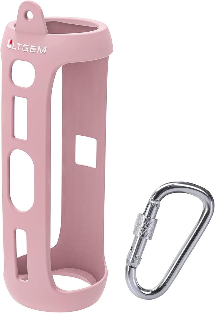 LTGEM Silicone Carrying Travel Case Compatible with JBL FLIP 5 Waterproof Portable Speaker with Extra Carabiner - Pink