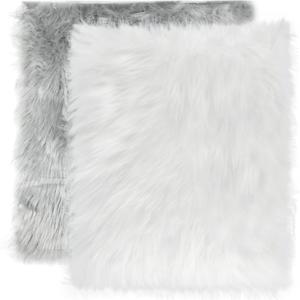 2 Pack Newborn Photography Props Blanket 28" x 24" White Soft Photoshoot Background Backdrop Gray Faux Fur Baby Photoshoot Props Newborn Photography Fur Mat (White&Grey)