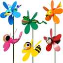6 Pack Garden Decor Pinwheels Wind Spinners with Metal Stakes Colorful 3D Insect Whirligigs Windmill Outdoor Pinwheel for Yard Garden Lawn Decorations