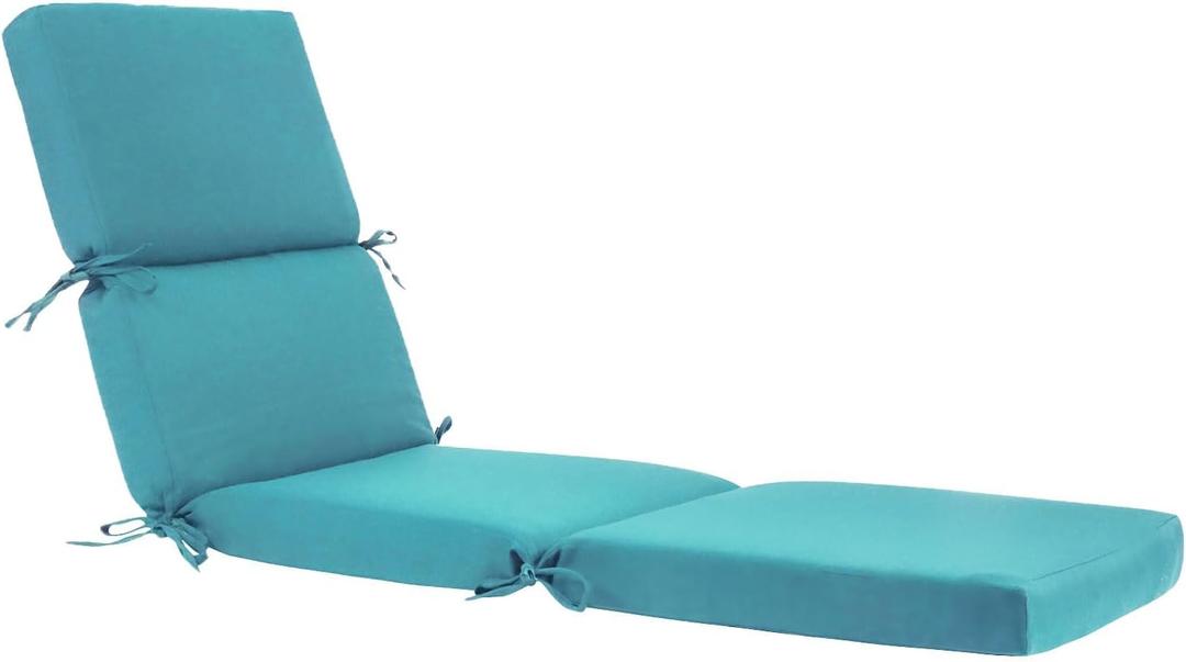 3" Solid Outdoor Lounge Chair Cushion, 74 x 22.5 inch Weather Resistant Chaise Lounge Cushion with 6 Ties for Patio Pool Furniture
