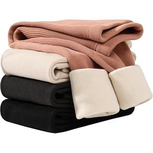 4 Pack Girls Fleece Lined Leggings Kids Winter Warm Pants Girls Thick Basic Solid Full Length Pants, 4-5T