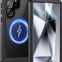 Lanhiem Magnetic for Samsung Galaxy S24 Ultra Case, IP68 Waterproof Dustproof, Built-in Screen Protector, Rugged Full Body Shockproof Cover for Galaxy S24 Ultra 5G 6.8 Inch, Black/Clear