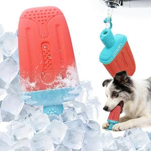 LaRoo Dogs Toys for Summer Cooling, Frozen Dog Toys, Full with Water Frozen, Prevention of Heat Stroke Upgraded Teething Chew Toy (Ice Pop Shape-Red)