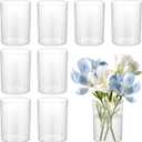 9 Pack Clear Plastic Cylinder Vase  4.1 Inch Acrylic Flower Vase Bulk, Small Round Wide Mouth Containers for Centerpieces, Home, Office, Wedding Decor (3 Diameter)
