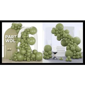 PartyWoo Sage Green Balloons 155 pcs and PartyWoo Sage Green Balloons 140 pcs
