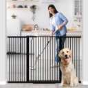 41" Extra Tall Dog Gate for Doorways Stairs, 54.8-60.2 in in Wide Baby Gates Walk Thru, No Drill Long Pet Gate for Doggie Puppy, Auto Close Large Child Safety Gate with Door Indoor, Black