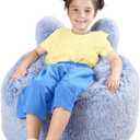Fluffy Bean Bag Chair for Kids, with Soft Plush Faux Fur Cover, 2.5FT Round Memory Foam Bean Bag Chairs for Teens & Kids, Ultra Soft Sofa for Living Room/Bedroom/Dorm,Blue