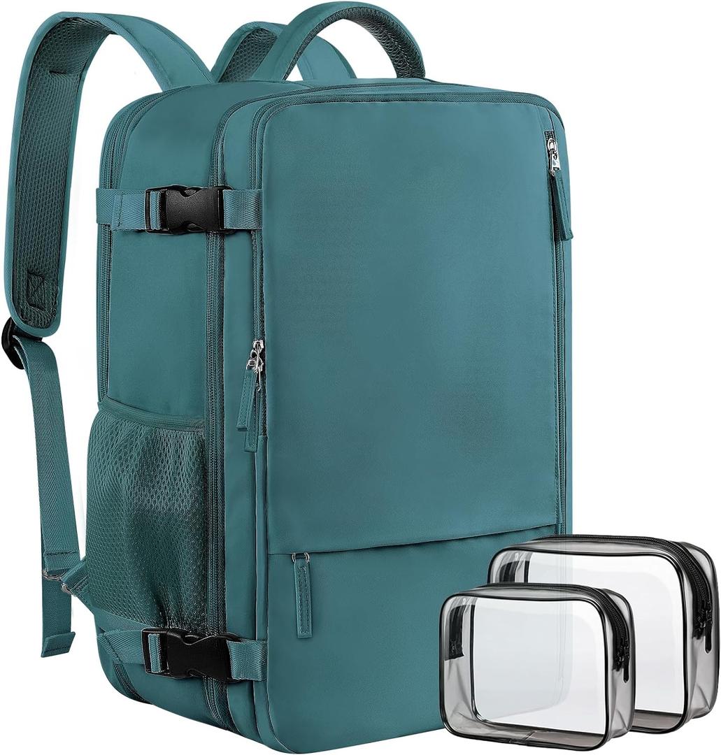 Travel Backpack for Men, 40L Carry On Backpack, 17 Inch Laptop Backpack, Waterproof Backpack, College Bookbag, Person Item Flight Approved Trave Bag for Women (Peacock Blue)