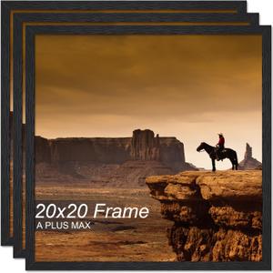 A PLUS MAX 20x20 Picture Frame Set of 3 Black Light Weight Wall Mount