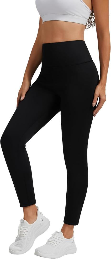 Women's Sherpa Fleece Lined Leggings Thermal Warm Winter Tights Tummy Control Thick Soft Yoga Pants (Medium, Black)
