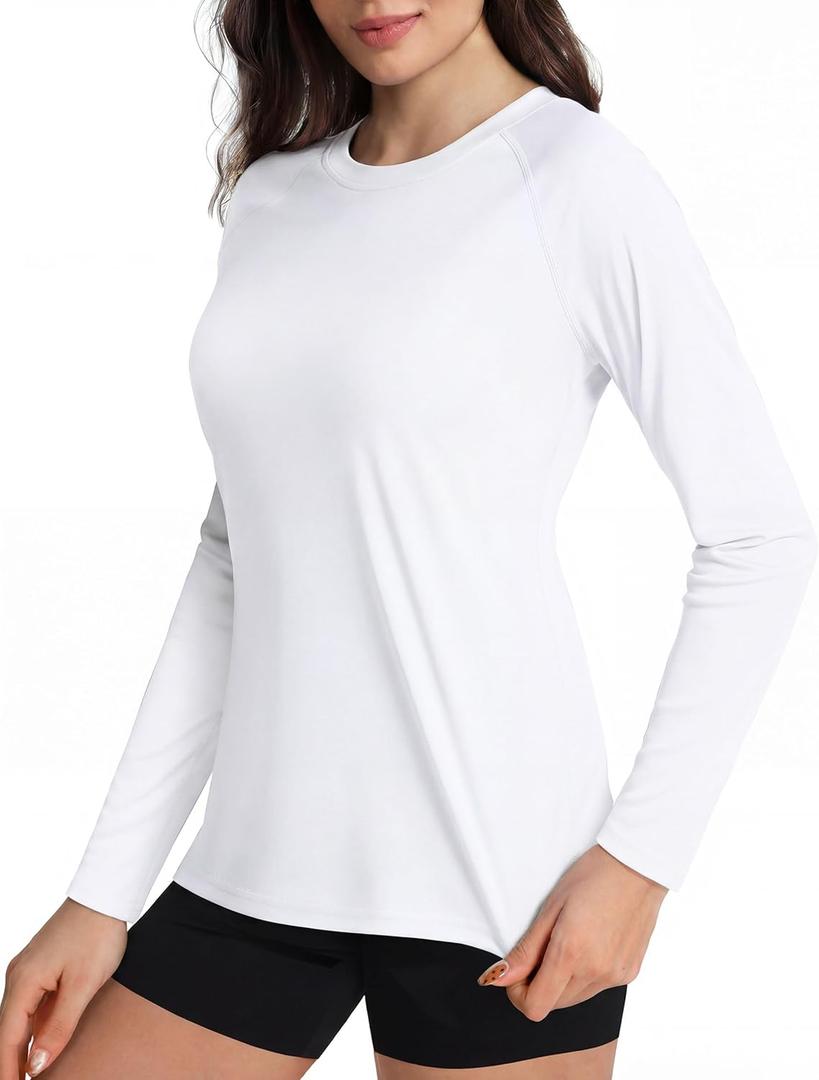 Boladeci Women's Sun Shirts UPF 50+ UV Protection Rash Guard Long Sleeve Swim Shirts Quick Dry Lightweight Workout Tops (S)