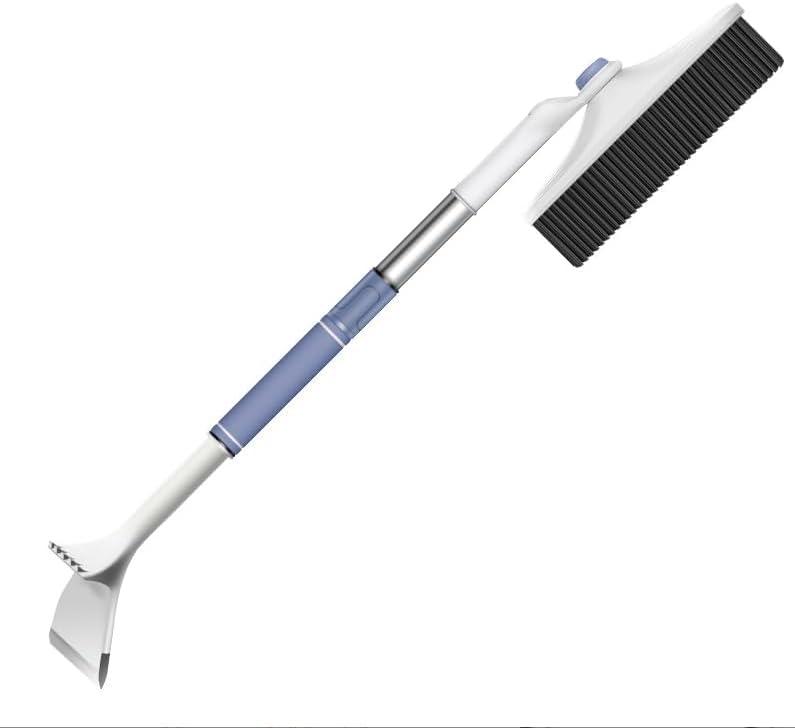 [3-in-1] Extendable Ice Scraper and Snow Brush for Car Windshield, Upgraded 360 Pivoting Brush Head with Comfortable Foam Grip - Detachable Snow Removal Tool for Truck, SUV, and Vehicle Windows