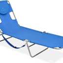 Ostrich the Original Chaise 72 x 22 Inch Lounge Portable Reclining Lounger, Outdoor Patio, Beach, Lawn, Camping, or Pool Tanning Chair, Ocean Blue