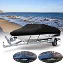 GXARTS Trailerable Boat Cover, Length: 14'-16' Beam Width up to 90", Waterproof Heavy Duty Cover, Fits for V-Hull, TRI-Hull, Runabout, Pro-Style, Bass Boat, Storage Bag & Tightening Straps Included