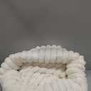 Donut Dog and Cat Bed, Luxurious Comfortable Faux Rabbit Fur Pet Beds, Soft Anti-Anxiety Calming Puppy Kitten Bed with Anti-Slip Bottom for Small Medium Dogs & Cats(23", White)