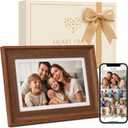 Heart Frame - 10.1 Inch WiFi Digital Picture Frame - Frameo App Sends Photos from Phone Anywhere in Seconds - 1280x800 IPS Touchscreen - 32GB Memory - Photo Gift for Mom Dad Wife Grandparents - Brown