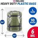 14" x 24" Large Reclosable Plastic Zip Bags, 10 Count | 6 Mil Heavy-Duty Clear Poly Bags, Resealable for Food, Clothes, Hardware, Home & Garage Storage