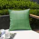 Kevin Textile Pack of 2 Spring Decorative Outdoor Waterproof Throw Pillow Covers Stripe Square Pillowcases Modern Cushion Cases for Patio Couch Bench 18 x 18 Inch Sage Green
