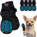 Anti-Slip Socks for Dogs - Breathable & Washable Non Slip Grippy Socks, Rubberized Paw & Adjustable Strap, Secure Fit to Prevent Slipping, Paw Protection for Senior Dogs, 4 Pack (Size XS)