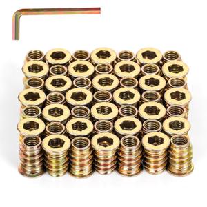 M10-1.5 x 30mm Threaded Inserts for Wood, Hex Drive Wood Nut Inserts, Exceptional Threaded Insert Nuts for Furniture, Wooden Products & Models, 50 PCS