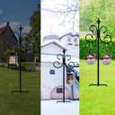 2 Packs Bird Feeders Pole with 4 Prongs Base,76 Inch Two Sided Adjustable Shepherds Hook