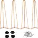 Osring 16 Inch Hairpin Table Legs with 1/2" Dia 3-Rods, Heavy Duty Metal Hairpin Furniture Leg for Coffee Table and Patio Bench, Gold Furniture Feet with Floor Protectors for Home DIY Project, 4 Pack